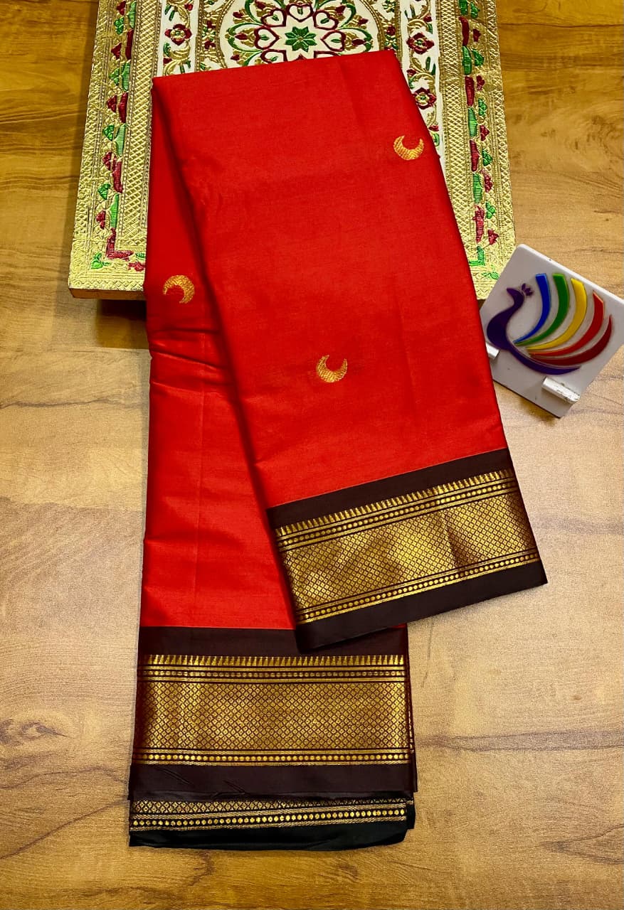 Soft Silk Chandrakor Paithani - Red- Black