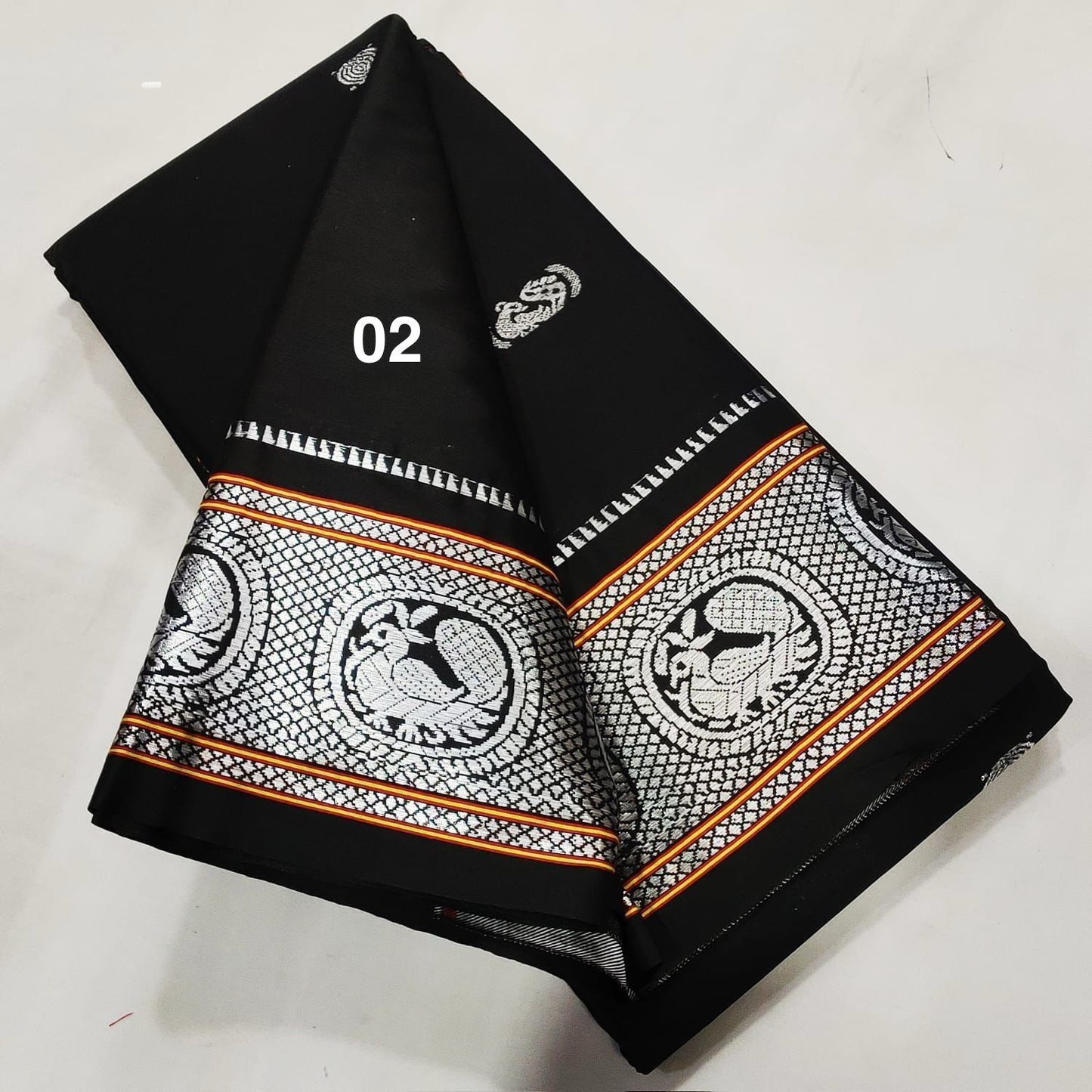 Soft Silk - Black Silver Saree