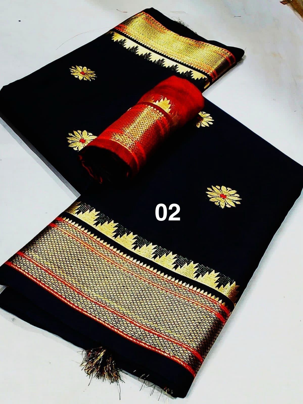 Soft Silk - Black Golden Saree