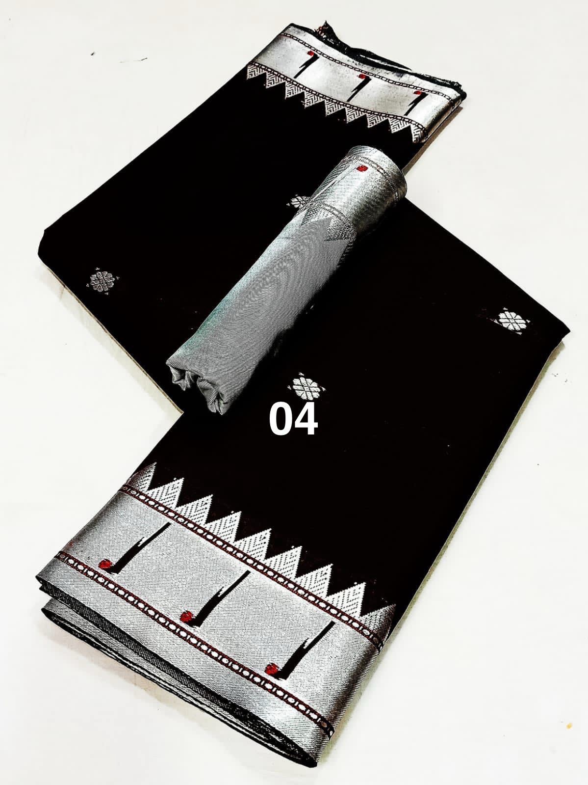 Soft Silk - Black Silver Saree