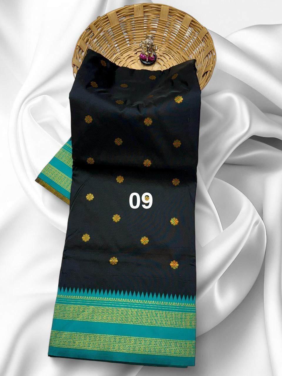 Soft Silk - Black Green Saree