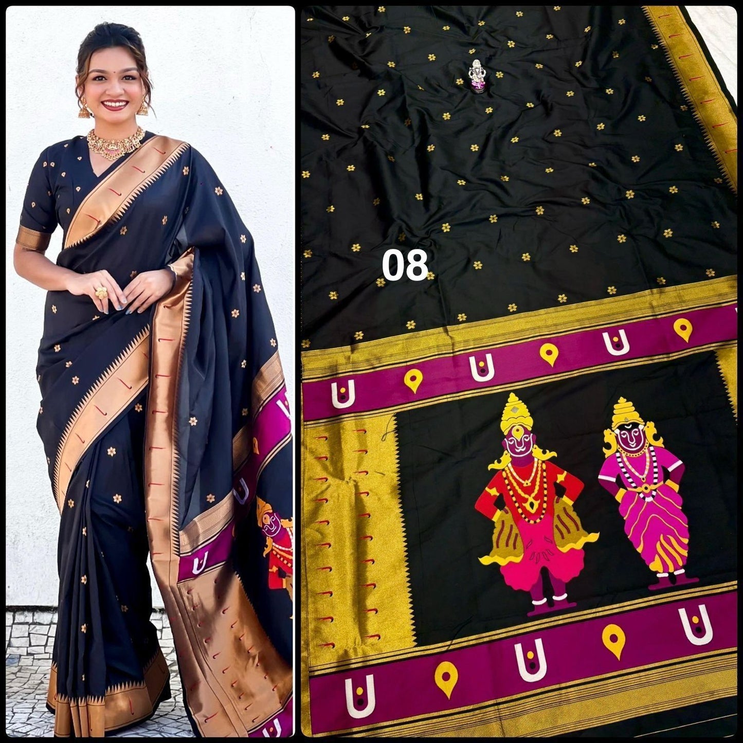 Soft Silk - Black Vithu Mauli Saree
