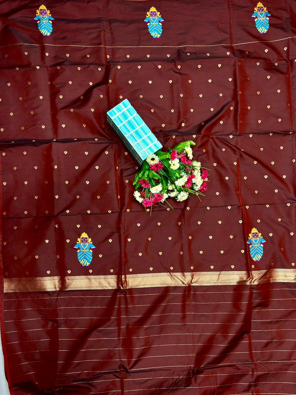 Maroon Vithoba Rukmini Soft Silk Paithani Saree