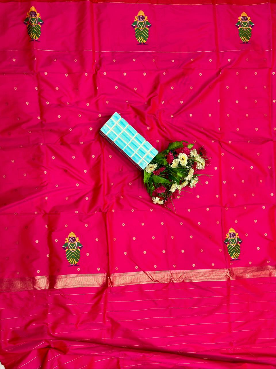 Rani Pink Vithu–Rakhumai Soft Silk Paithani Saree