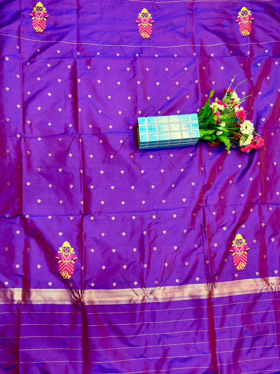 Royal Violet Vithu–Rakhumai Soft Silk Paithani Saree