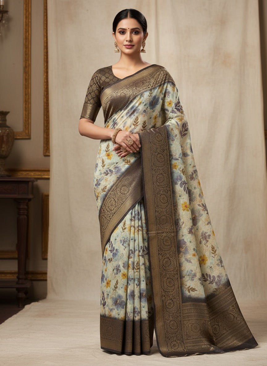 Pattu Silk Floral Printed Saree