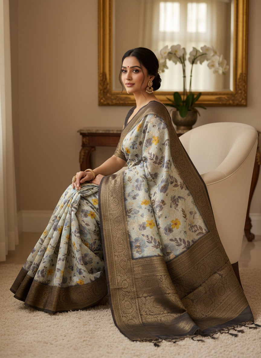 Pattu Silk Floral Printed Saree