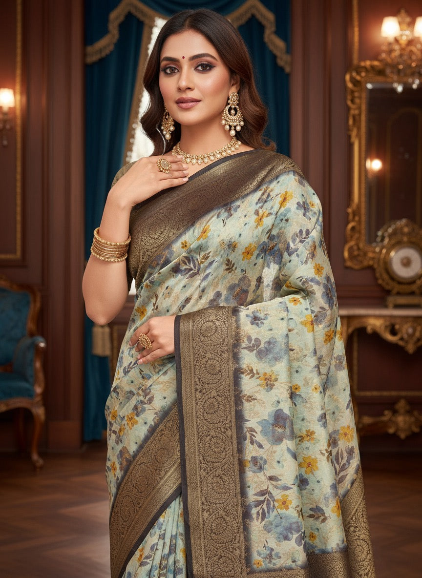 Pattu Silk Floral Printed Saree