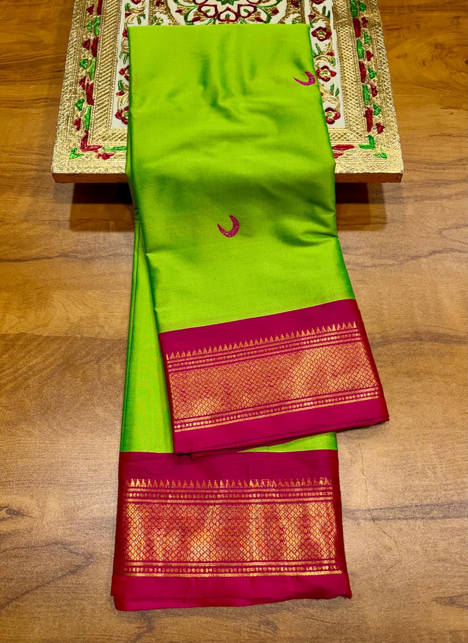 Soft Silk Chandrakor Paithani - Pista- Pink