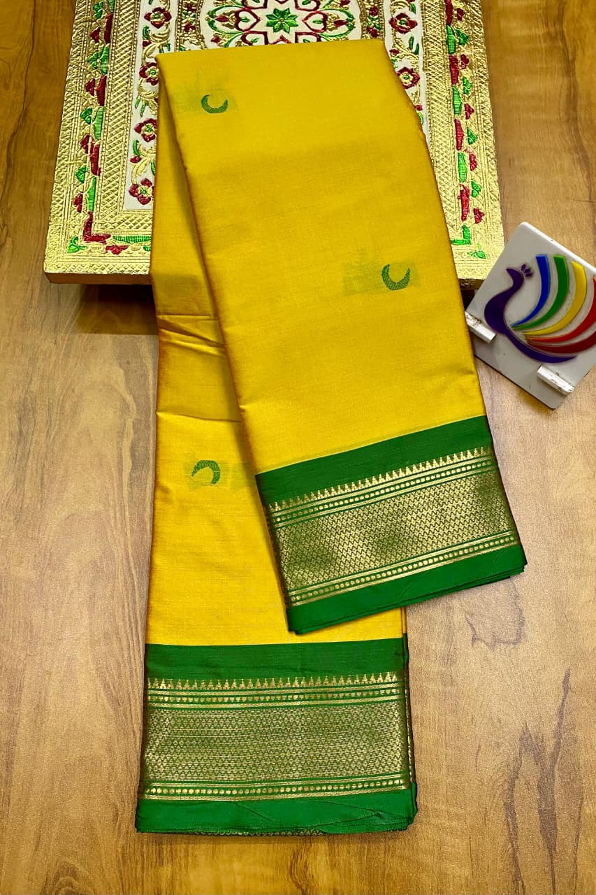 Soft Silk Chandrakor Paithani - Yellow - Green