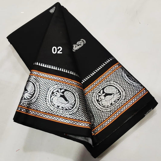 Soft Silk - Black Silver Saree