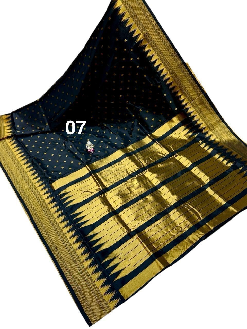 Soft Silk - Black Golden Saree