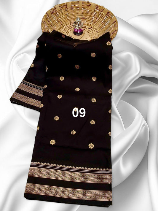 Soft Silk - Black Rose Gold Saree