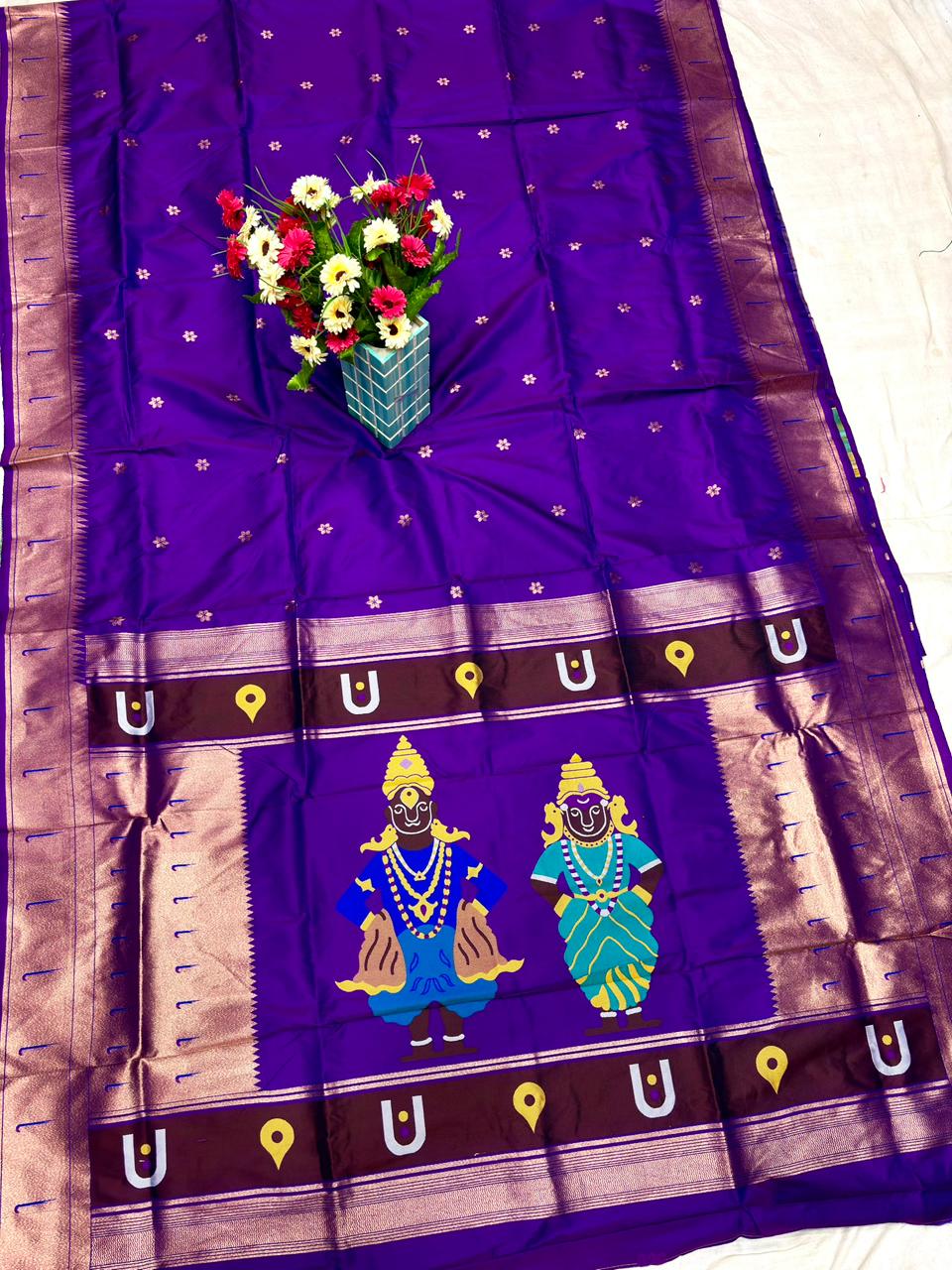 Royal Purple Vithu Mauli Soft Silk Paithani Saree