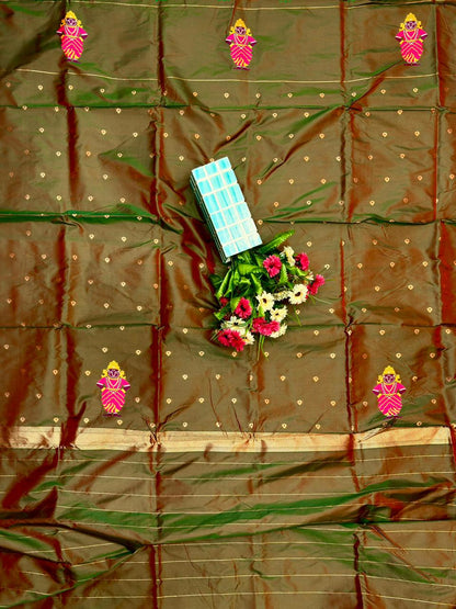 Emerald Green Vithu Mauli Soft Silk Paithani Saree