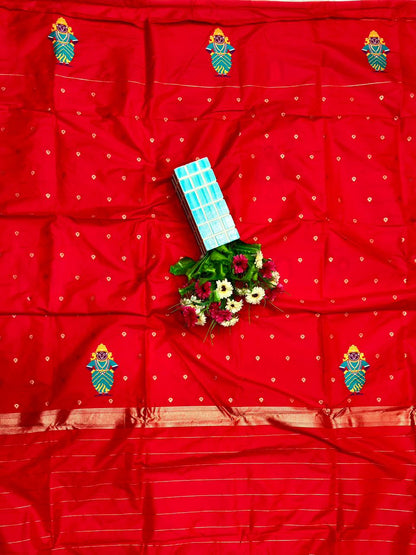 Classic Red Divine Vithu Mauli Soft Silk Paithani