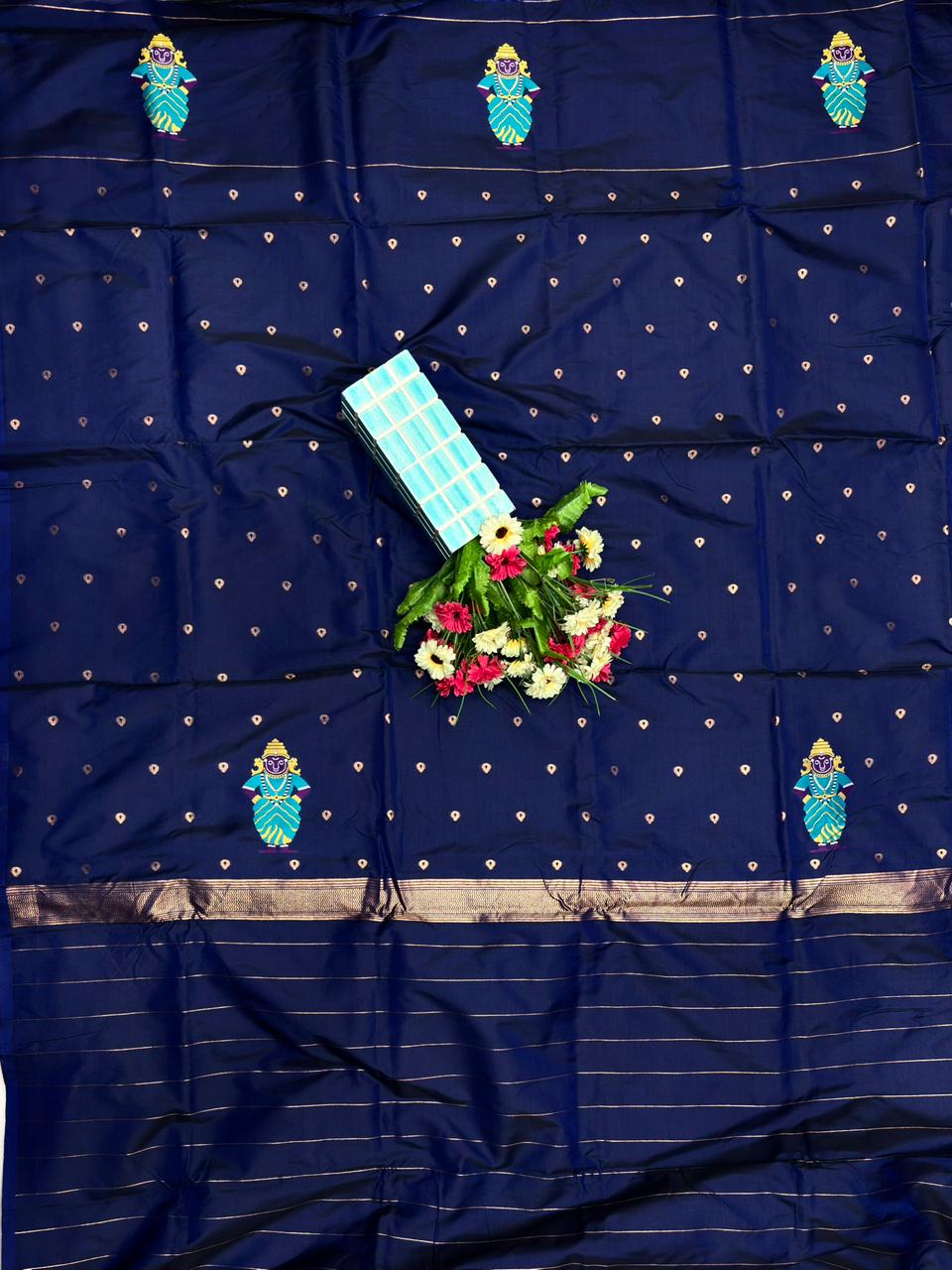 Navy Blue Vithu Mauli Soft Silk Paithani Saree