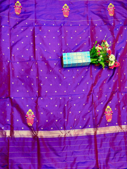 Royal Violet Vithu–Rakhumai Soft Silk Paithani Saree