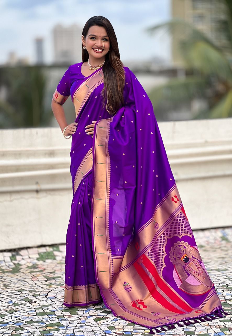 Devangana Royal-Purple Balaji Paithani Soft Silk Saree