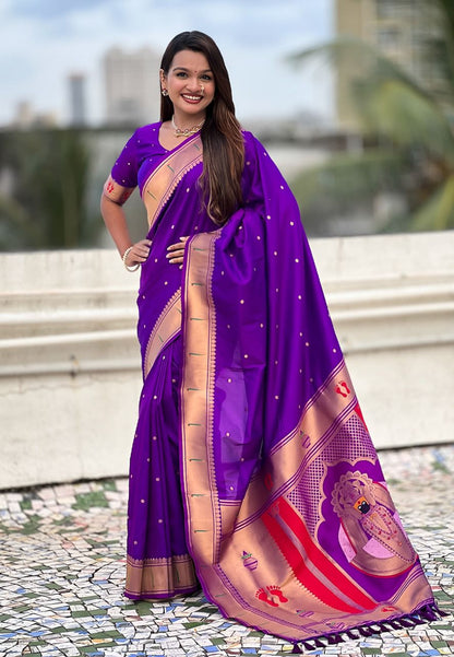 Devangana Royal-Purple Balaji Paithani Soft Silk Saree