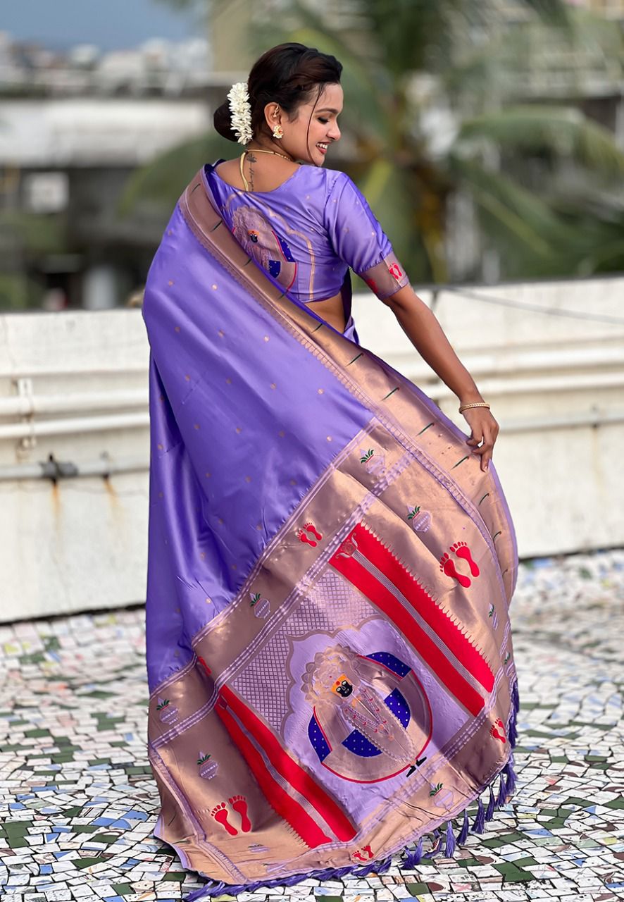 Royal Lavender Balaji Paithani Soft Silk Saree