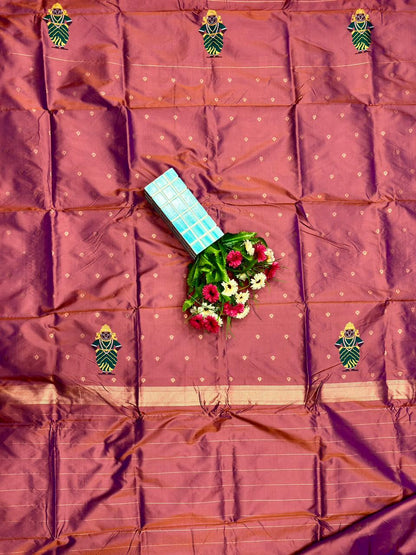 Royal Maroon Paithani with Vithoba–Rukmini Design