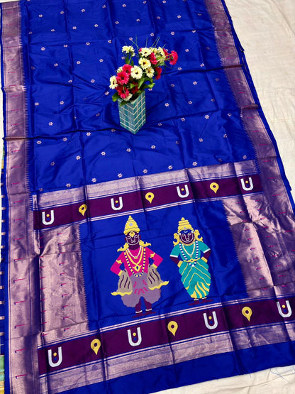 Royal Blue Vithu Mauli Soft Silk Paithani Saree