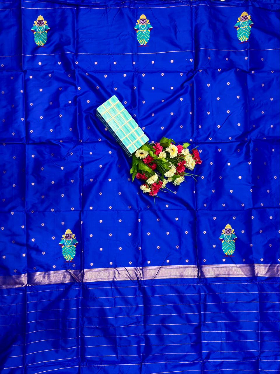 Royal Blue Vithu Mauli Soft Silk Paithani Saree