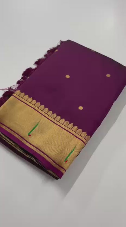Divine Plum Balaji Design Pallu Soft Silk Paithani Saree