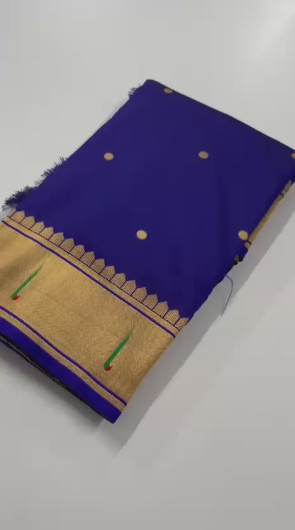 Royal Sapphire Blue Balaji Soft Silk Paithani Saree