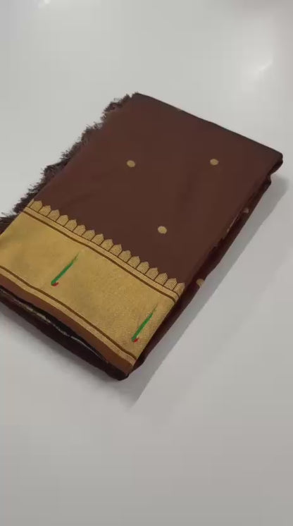Divine Coffee Brown Balaji Soft Silk Paithani Saree