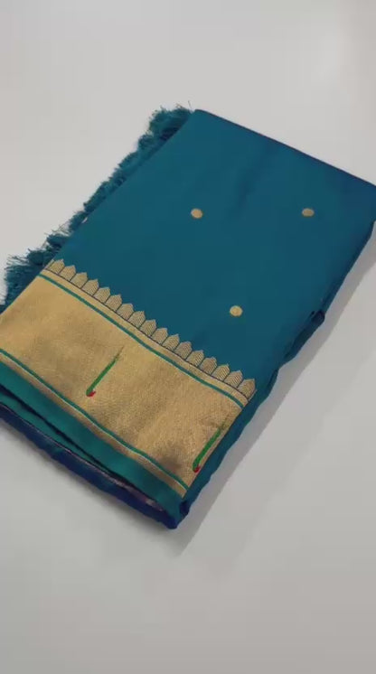 Nilambari Peacock-Teal Balaji Paithani Soft Silk Saree